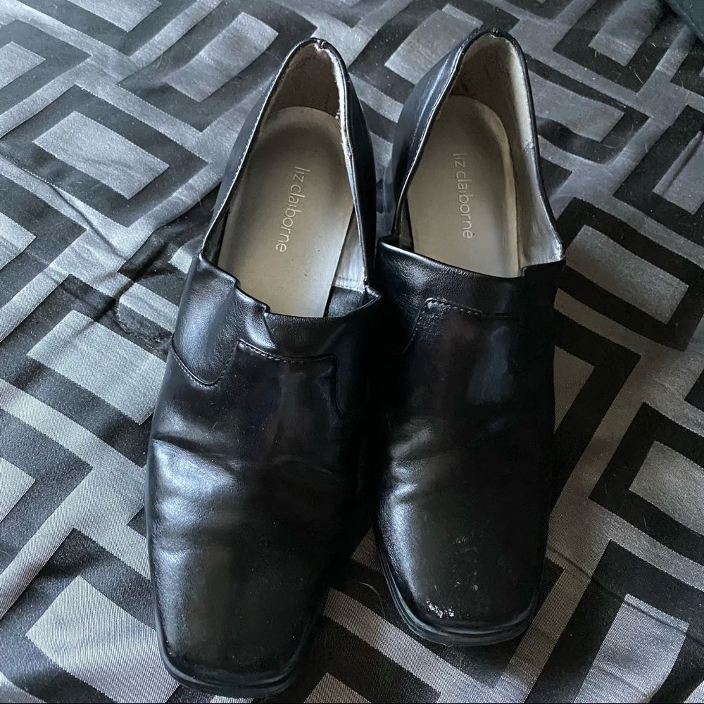 Liz Claiborne Black square toe heel dress shoes